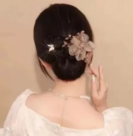 Elegant Pearl Flower Bun Maker Korean Sponge Easy Big Ring Former Hair Styling Tools Accessories for Girls Hair Donut Braide