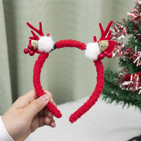 Christmas Hair Hoop Antler Christmas Headwear Hair Band Fashion Red Winter Plush Cute Headband Hair Clip New Hair Accessories