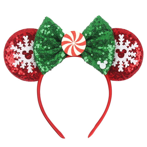 2024 New Christmas Mickey Minnie Mouse Headband Women Disney Ear Hairband Kids Xmas Party Hair Accessories Hot Festival Cosplay