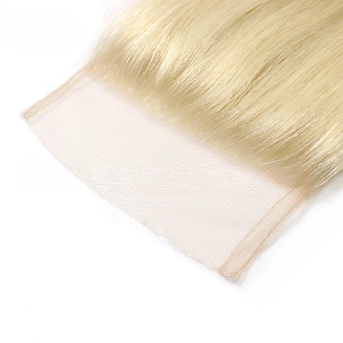 10-22 Inch 613 Blonde Straight Human Hair Lace Closure 4x4 Transparent Lace 150% Density Full End Brazilian Virgin Hair