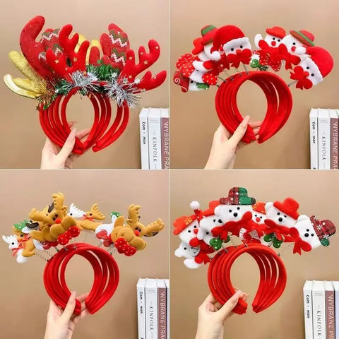 Women's Christmas Headband Santa Snowman Design, Festive Bow Hair Accessory, Xmas Party Gift & Celebration Headwear
