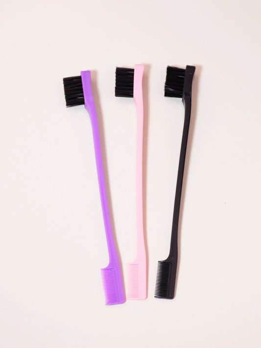 3pcs hair comb eyebrow brush comb double-sided edge control bursh back brush comb, hair styling tool Special for real hair wigs