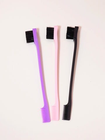 3pcs hair comb eyebrow brush comb double-sided edge control bursh back brush comb, hair styling tool Special for real hair wigs