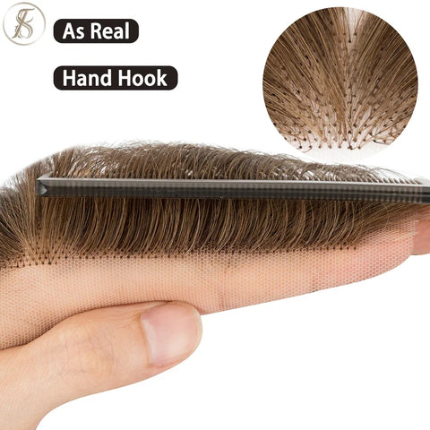 TESS Women Topper Human Hair 10inch Natural Hairline Hair Patch Hair Loss Hand Hook Lace Single Knot Hair Invisible Hairpiece