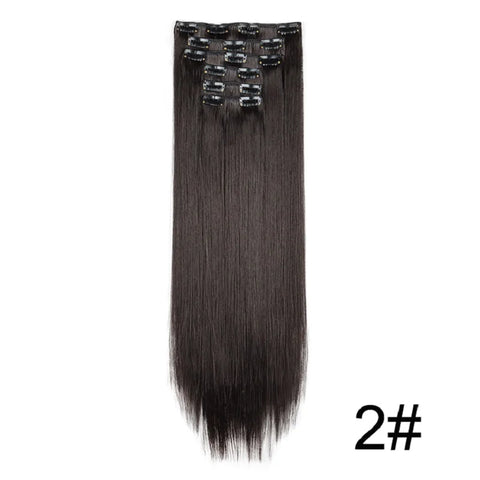 WIGSIN Synthetic 6pcs/set Long Straight Clip-in Hair Extension Invisible Seamless Extension Black Brown Hairpiece for Women
