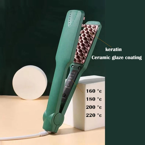 3D Grid Hair Crimper Volumizer Ceramic Professional Hair Fluffy Corrugated Curler Flat Iron Corn Hair Splint Perm 4 Temperatures