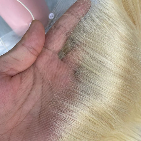22 Inch 613 Blonde 13x4 Transparent Lace Frontal Brazilian Virgin Hair Pre-Plucked Full End Straight Human Hair Frontal