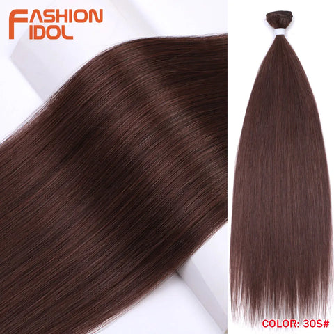 Yaki Straight Hair Extension Salon Natural Synthetic Hair Bundles Colorful High Temperature Fiber Ombre Blonde Fake Hair