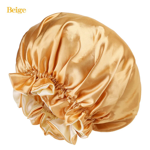 Women Satin Solid Sleeping Hat Night Sleep Cap Bathroom Accessories For Women Shower Caps Waterproof Sleeping Hair Bonnets Cap