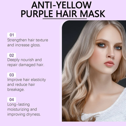 Purple Hair Mask Anti Yellow Deep Nourishing Shiny Hair Repair Dry Frizzy Damaged Maltreated Hair Care Conditioner 100g