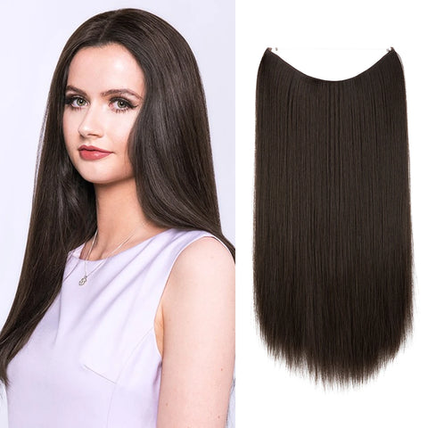 SARLA Synthetic No Clip Hair Extension Ombre Natural Fake False Long Straight Hairpiece Blonde Hair For Women