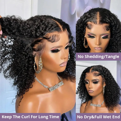 Pre Cut No Glue Deep Wave 13x4 Bob Wigs Curly 5x5 Glueless Wig Human Hair Ready To Go Lace Frontal Wigs For Women Pre Plucked
