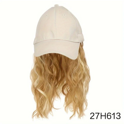 Hat Wig for Women Short Wave Baseball Cap Wig with Curly Synthetic Hair Extensions  Adjustable Brown Black Baseball Hat Wig