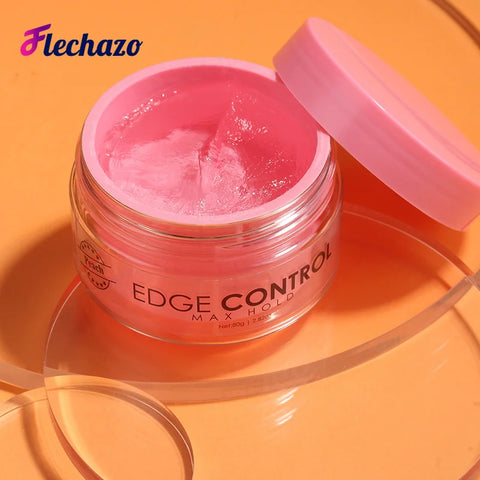 Water Based Edge Control Strong Hold No White Residue Lay Down Baby Hair Oil Wax Cream Edges Control Gel with Brush for 4C Hair