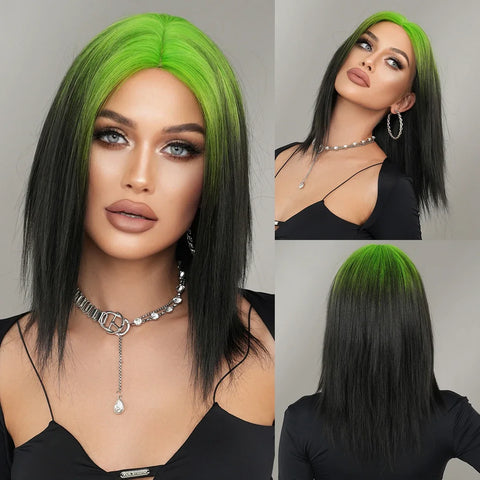 NAMM Shoulder Length Wig Synthetic Straight Blonde Ombre Brown Wigs For Women Daily Party High Density Layered Wigs With Bang