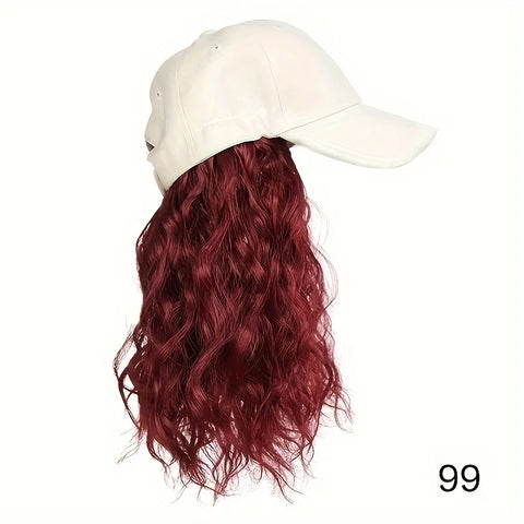 Hat Wig for Women Short Wave Baseball Cap Wig with Curly Synthetic Hair Extensions  Adjustable Brown Black Baseball Hat Wig