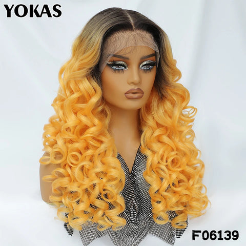 24 Inch Synthetic Lace Front Wigs For Afro Women Curly Afro Lace Front Wigs for Black Women High Temperature Fiber Wigs