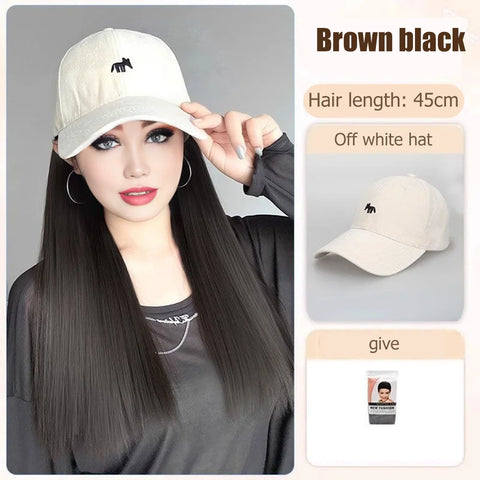 Synthetic12/16/18inch duckweave cap straight hair inward wig baseball capwater wave wig extensions ponytail daily Christmas