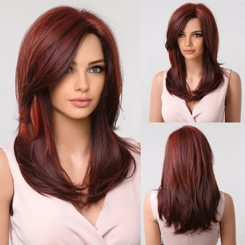 Short Straight Blonde Hair For Black Women Shoulder Length Layered Natural Hairline Synthetic Heat Resistant Wig