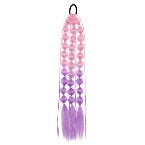 1Pc Synthetic Hair Wig Ponytail Extension Hairpieces Pink Long Lantern Bubble Braid Kinky Straight Women Girl Halloween Costume