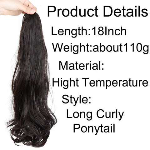 Synthetic Long Curly Ponytail Hair Extension Accessories Claw Clip Black Brown Hair Ponytail Wigs for Women