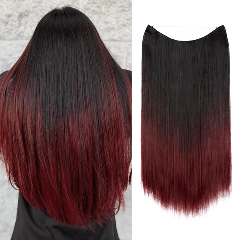 SARLA Synthetic No Clip Hair Extension Ombre Natural Fake False Long Straight Hairpiece Blonde Hair For Women