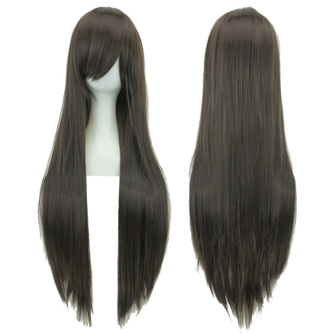 Soowee Long Synthetic Hair White Purple Cosplay Wigs Party Black Hair Straight Wig Hairpiece for Women