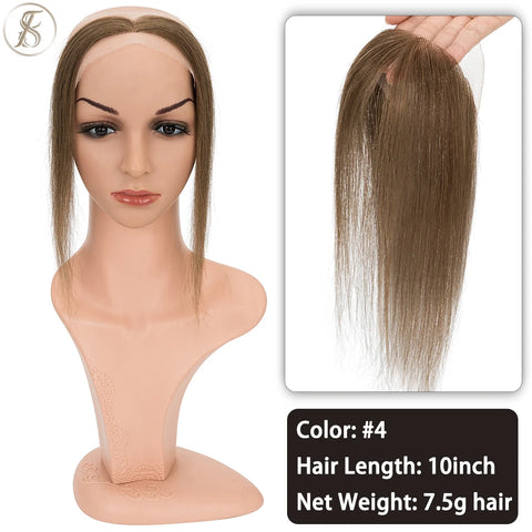 TESS Women Topper Human Hair 10inch Natural Hairline Hair Patch Hair Loss Hand Hook Lace Single Knot Hair Invisible Hairpiece