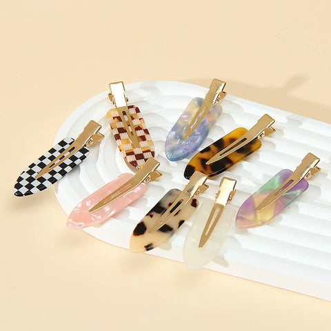 8Pcs Girls Leopard Seamless Hair Clip Set Women Acetate Sheet No Bend Bangs Clip Duckbill Clip Hairpins Makeup Hair Styling Tool
