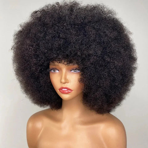 Glueless Afro Kinky Curly Wig Human Hair for Women Short Fluffy Curly Wigs Human Hair Pixie Cut Afro Wig for Black Women