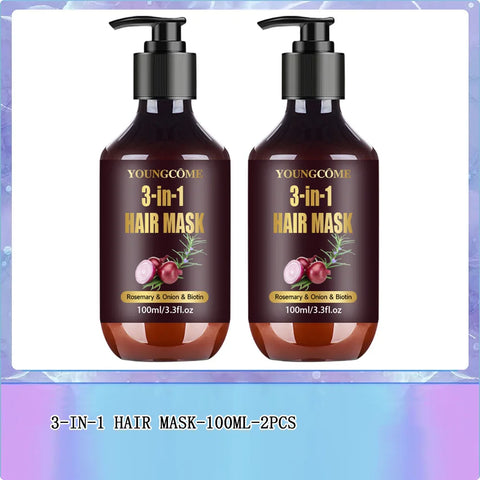 Organic Hair Mask with Rosemary, Onion Biotin 3-in-1 Natural Treatment Nourish Reduce Hair Loss Anti-Breakage Hair Products100ml
