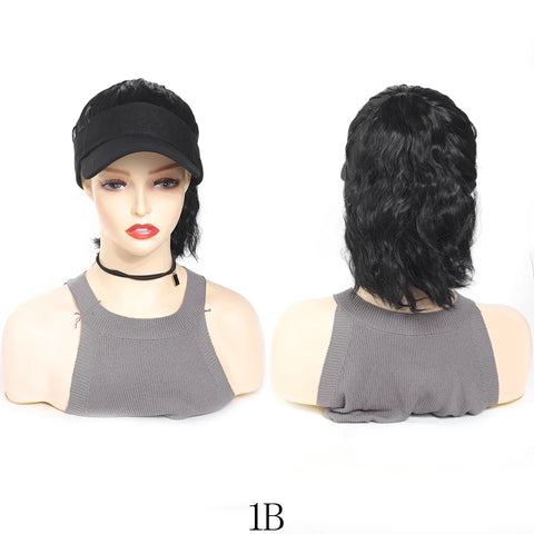 High Temperature Fiber Synthetic Curly Wave Ponytail Wig with Adjustable Buckle Net Baseball Cap - Sporty  for All People