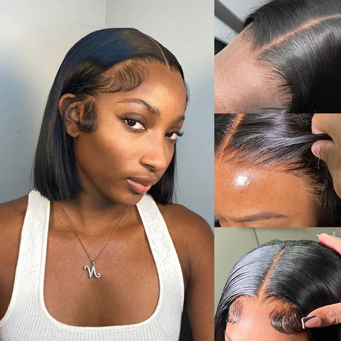 Wear And Go Glueless Wig 7x6 Bone Straight Lace Frontal Wig Human Hair Pre plucked 13x4 Transparent Lace Front Wig 180%