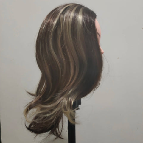 Glamorous Brown with gold highlights Wavy wig - heat-resistant synthetic wig for Halloween parties,Christmas Festival Wedding