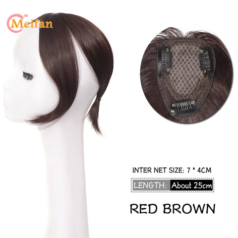 MEIFAN Synthetic Middle Part Topper Hairpiece with Bangs Clip-In Bangs Extension Natural Invisible Clourse Hairpiece for Women
