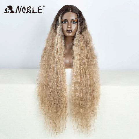 Noble Cosplay Synthetic Lace Wigs For Black Women Long Curly Hair 42 Inch Cosplay Blonde Ombre Lace Front Wig Synthetic Lace Wig