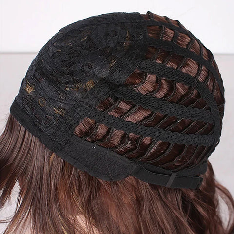 HAIRJOY Synthetic Hair Short Straight Wigs for White Women Mixed Brown  Wigs with Bangs  Wig Short Hair Wigs