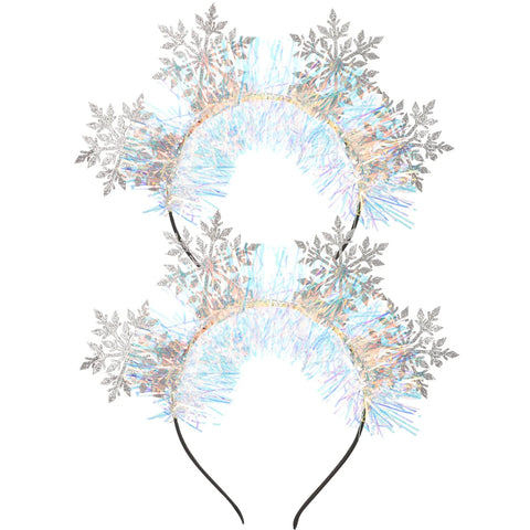 2Pcs Snowflake Headband Christmas Holiday Party Hair Accessories Festive Hair Ornament Decoration Snowflake Headband