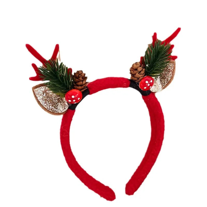 2025 New Cute Deer Horn Hair Band Children's Christmas Headwear Autumn and Winter Plush Headband Hair Clip Women's Jewelry