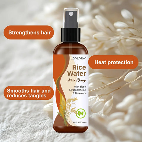 Rice Water Hair Spray - with Biotin,Keratin,Caffeine & Rosemary,Smooths Hair and Reduce Tangles,Add Hair Shine for All Hair Type