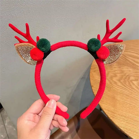 Christmas Hair Hoop Antler Christmas Headwear Hair Band Fashion Red Winter Plush Cute Headband Hair Clip New Hair Accessories