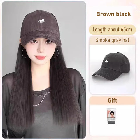 synthetic 30/40cm45cm wig baseball cap long straight hair wig duck tongue cap bobble head curly hair ponytail bob Christmas gift