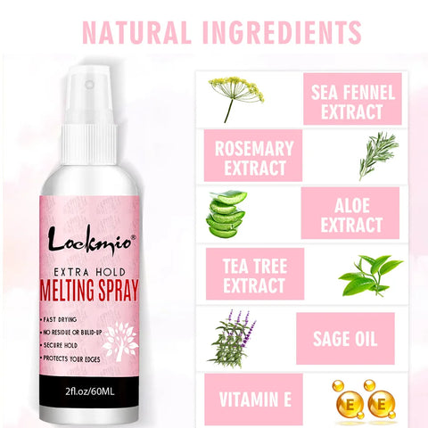 LOCKMIO Melting Spray Waterproof Lace Glue Adhesive Glue Remover & Brush Head Band Wig Installation Kit for Lace Wigs for Women