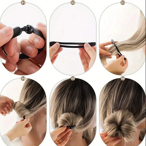 4pcs Magic Twist Donut Bun Clip DIY Ponytail Hair Styling Tools Black Mushroom Head Hair Reel for Bobo and Ball Head Hairstyles