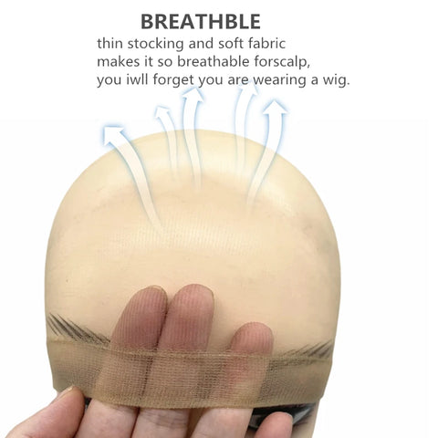 2pcs/bag Transparent HD Wig Cap Invisible and Sheer Breathable Ultra-thin Stretchy Stocking Caps for Lace Front