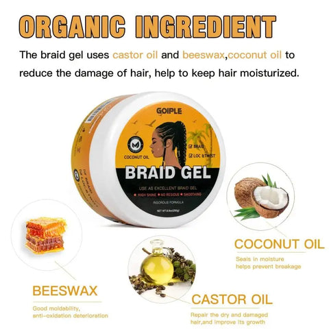 450g Braid Gel 24 Hour Smooth Hold Braiding Pomade Tames Frizz Hair Styling Cream for Cornrow Lock and Twist Edge Control Wax