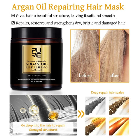 PURC Morocco Argan Oil Hair Mask For Frizzy Hair Instant Repair Damaged Smoothing Restore Shine Deep Nourishing Hair Care Mask