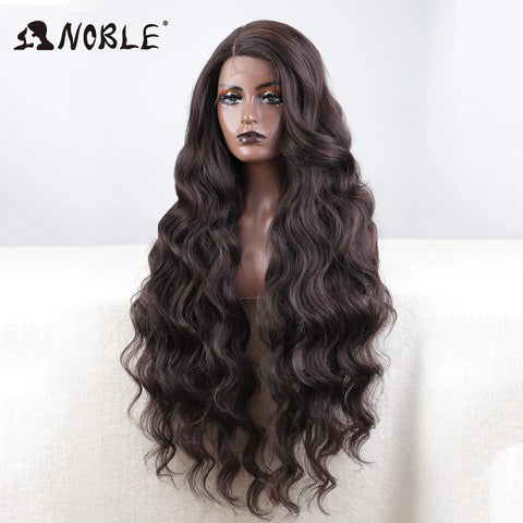 Noble Synthetic Lace Front Wig Long Wavy Side Part Body Wavy Lace Front Wig For Women Lace Front Wig Ombre Blonde Cosplay Wig