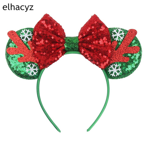 2024 New Christmas Mickey Minnie Mouse Headband Women Disney Ear Hairband Kids Xmas Party Hair Accessories Hot Festival Cosplay