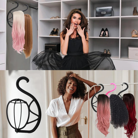 Hanger Wig Head Stand For Multiple Wigs Black Pink White Wig Holder Hat Wigs Dryer Display Styling Tools Hair Storage Rack